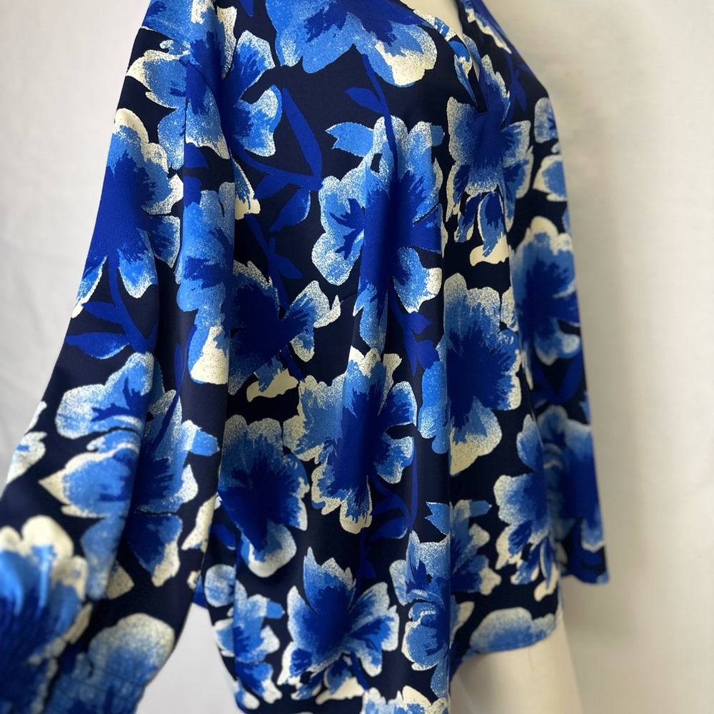 STUNNING STUDIO PARK BRAND 3X MULTICOLORED BLOUSE Blue Black White Long Sleeve - Picture 4 of 5